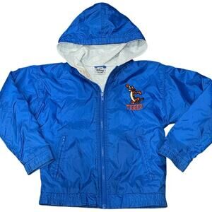 Vintage Disney Store Tigger Hooded Windbreaker Jacket Blue Youth 5/6 Embroidered
